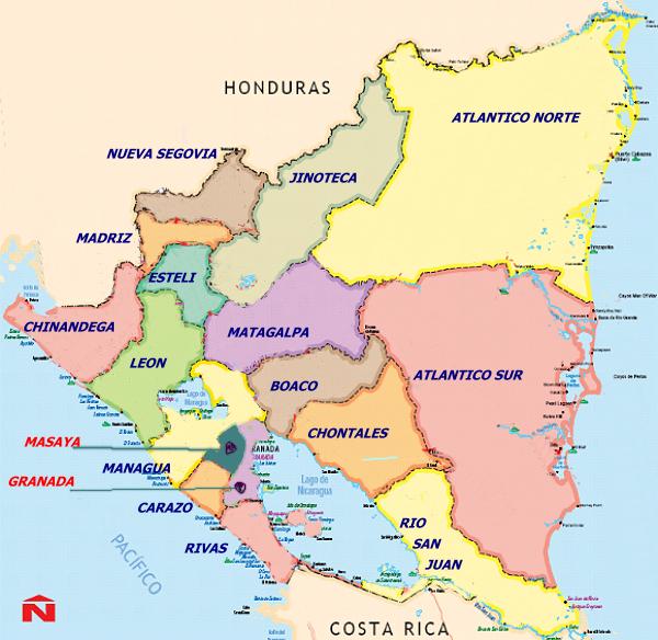 Mapas de Nicaragua y de todas sus provincias.