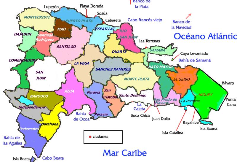 Resultado de imagen para mapa geografico de las provincias de república dominicana