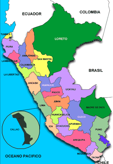 Mapas de Perú y de todas sus provincias.